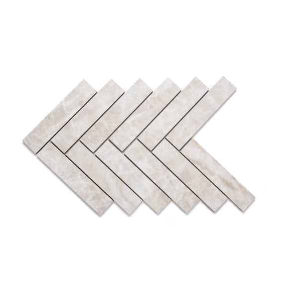 The Tile Life Galleria Taj Mahal 1" x 6" Matte Porcelain Herringbone Mosaic Floor and Wall Tile (0.77 sq. ft. / sheet)