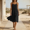 thumbnail image 5 of Tqcoqu Women's Linen Cami Midi Dress,Adjustable Straps Pleated Sleeveless Casual Summer Dresses,Black Women's S-XXXL, 5 of 8
