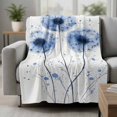 thumbnail image 2 of Flowers Dandelion Blanket Soft Cozy Warm Throw Blanket for Couch, Plush Fuzzy Flannel Fleece Blankets for Sofa, Watercolor Pastoral Spring Blue Floral Bed Blankets Lightweight Gifts for Men, 50"x60", 2 of 9