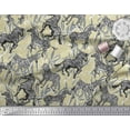 thumbnail image 2 of Soimoi Beige Rayon Crepe Fabric Leaves & Wild Animal Print Sewing Fabric BTY 46 Inch Wide, 2 of 3