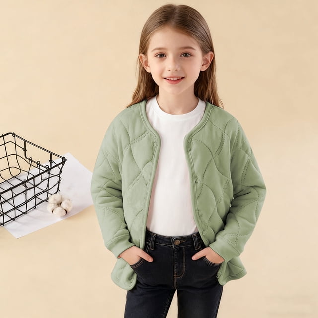 Ropa exterior y chaquetas casuales de manga larga sin capucha de invierno acolchadas de seda gruesas que se pueden usar en exteriores e interiores. Artefacto de uniforme escolar para niños y niñas. Co