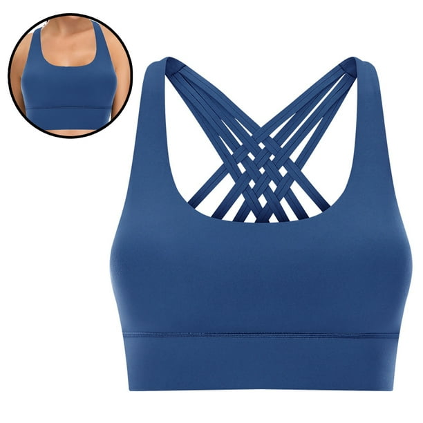 Women Shockproof Wireless Lace Bra Breathable Back Cross Yoga Sports Vest  Bras