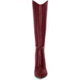 thumbnail image 5 of BLISSFUL STEP Women's Pointed Toe Stiletto Heel Knee High Boots Burgundy 9, 5 of 7