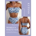 thumbnail image 3 of Eytino Women's Swimsuit Floral Print High Waisted Bikini Sets for Women Lace Up Front 2 Piece Swimsuit Ruched Ruffle Trim Bathing Suit XS, 3 of 9