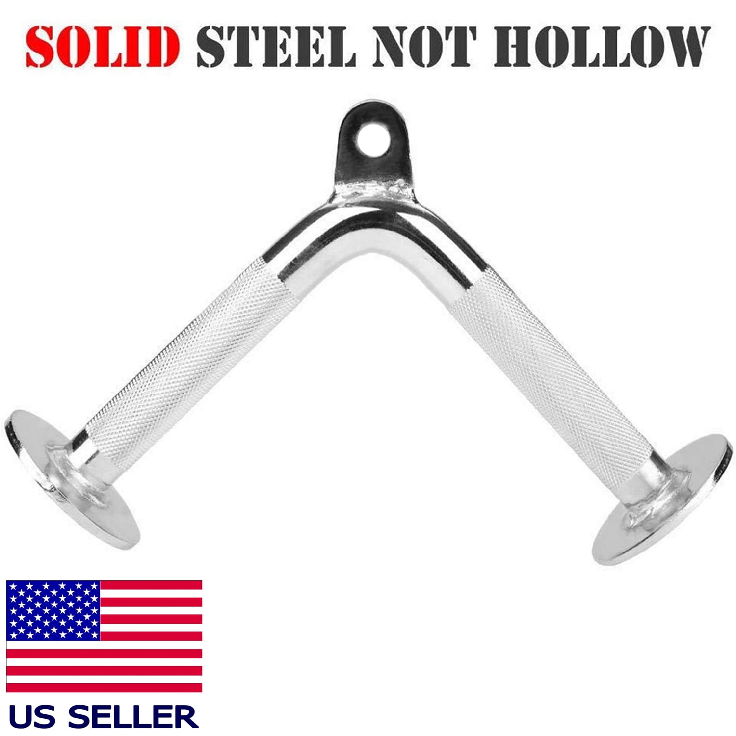 Chrome Straight Bar Double D Handle Tricep Rope V Shaped Bar SET 2 D Handle 