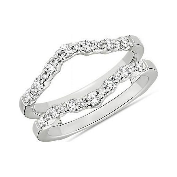 0.30 Carat Brilliant Round Natural Diamond Sparkle Engagement Eternity Band for Ladies Solid 14K White Gold Size 7