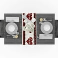 thumbnail image 3 of Chemin de Table Foulard Extra Long en Coton et Lin Saint-Valentin Carreaux Buffalo Rouges et Noirs Amour Antidérapant Toile de Jute Rectangulaire Nappes Déco pour Mariage Fête Souper des Fêtes Maison,13x120 Pouces,Blanc, 3 of 7