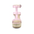 thumbnail image 4 of BLISSFUL STEP Women's Shoes Espadrille Wedge Ankle Buckle T-Strap Platform Sandals Pink 7.5, 4 of 5