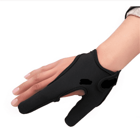 Fishing Gloves Non Slip Anti Puncture Unisex Two Finger Rod Casting Line Finger Gloves Fishing Equipment Black Right Hand