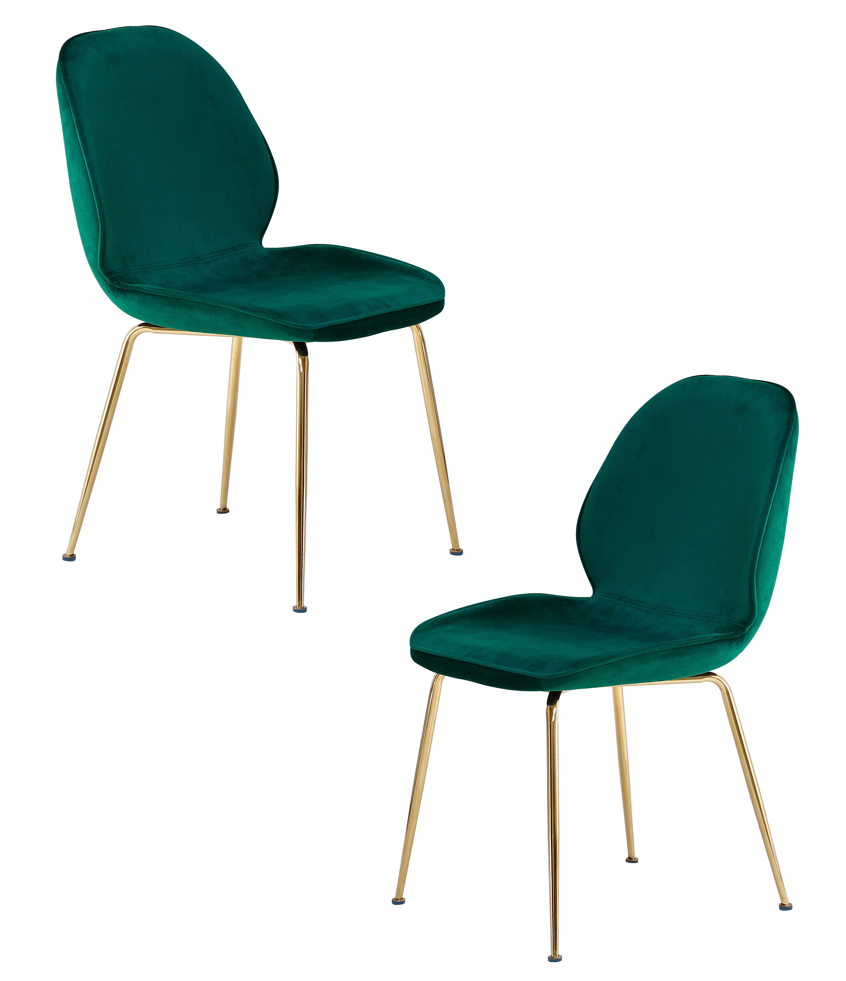 Best Master Furniture Tara Green Velvet and Gold Dining Chair, Set of 2