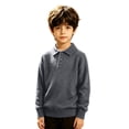 thumbnail image 2 of AUDeals Boys Girls Sweater, Toddler Kids Polo Collar Knit Pullover, Button Placket Loose Casual Long Sleeve Knitted Top for Boys Girls (Grey, 3-4 Years), 2 of 6
