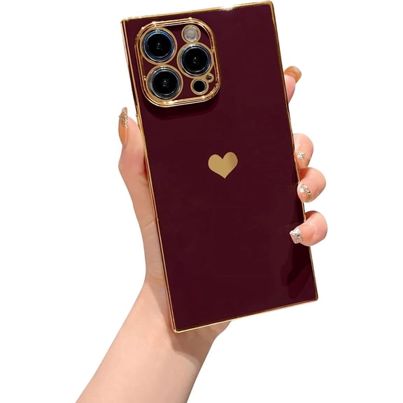 iPhone 14 Pro Max Phone Case, Cute Cases Full Camera Protection Reinforced Corners TPU Cushion Shockproof Edge Bumper Cover iPhone 14 Pro Max Phone Case [6.7 inches] -Wine Red