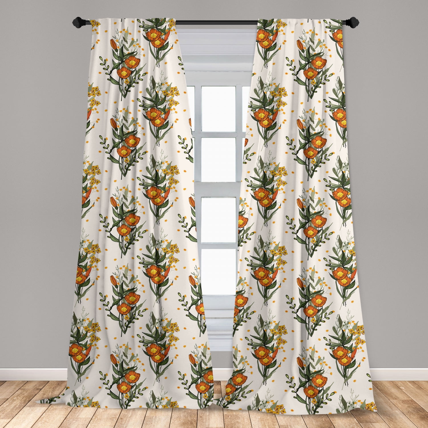 Tropical Hawaii Microfiber Curtains 2 Panel Set Living Room Bedroom in 3 Sizes 