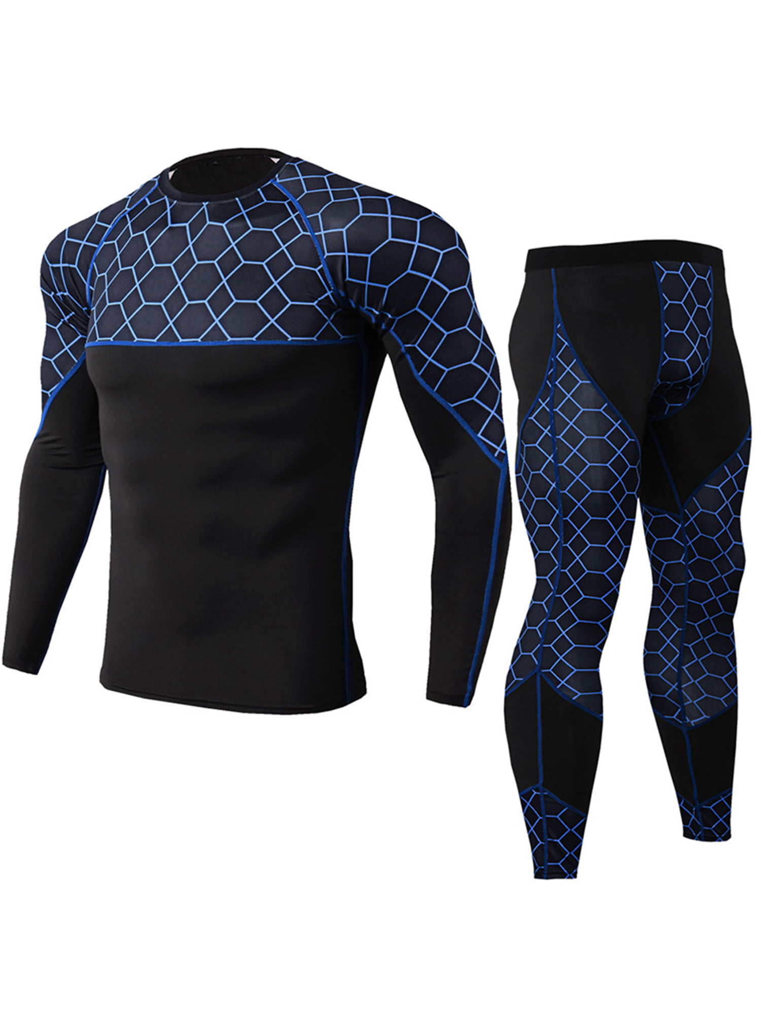Men T-Shirt Compression Long Sleeve Top and Pants Gym Fitness Sport Clothing