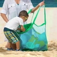 thumbnail image 1 of facefd Grand Sac à Jouets de Plage Sac de Piscine en Filet Sac Anti-Sable Bleu Vert, 1 of 9
