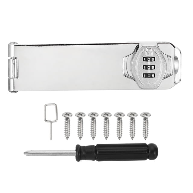 Candados rotativos Uxcell (6", plateado) con destornillador Phillips, cerraduras de gabinete sin llave de 3 dígitos, aptos para puerta/armario/establo/baño/exterior