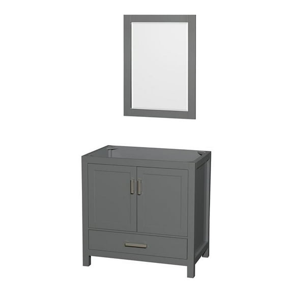 Wyndham Collection Sheffield 35" Solid Wood Single Bathroom Vanity in Dark Gray