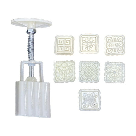 

Flower Shape Square Mooncake Mold Chinese Pastoral Style Hand Pressure 3D Mooncake Stamps DIY Moon Cake Decoration Tools