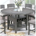 thumbnail image 2 of Gray Color 7pc Counter Height Dining Set Table w Lazy Susan Built in Leaf 6x High Chairs Cushion Seat Dining Room Furniture, 2 of 10