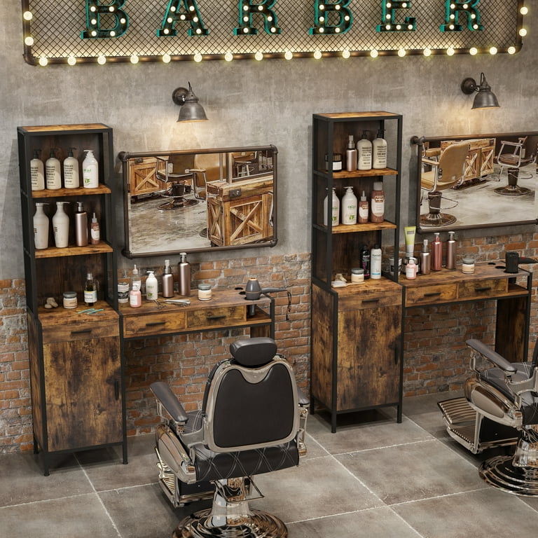 RESHABLE Barber Station Wall Mount, Salon Hair Styling Equipment