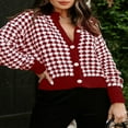 thumbnail image 4 of Cardigan Sweaters for Women Plaid Lightweight Cardigan V Neck Button Down Cardigan Long Sleeve Cable Knit Oversized Sweaters Tops, 4 of 6