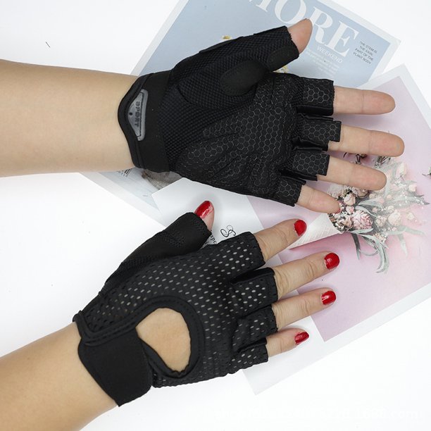 Guantes de malla para fitness, guantes deportivos para ciclismo al aire libre para mujer, guantes antiabrasión de medio dedo para montañismo para hombre