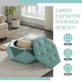 thumbnail image 2 of Newest 34" Velvet Diamond Tufted Storage Ottoman, Green Multi-Functional Footrest with 330lb Capacity for Living Room & Bedroom, 2 of 5