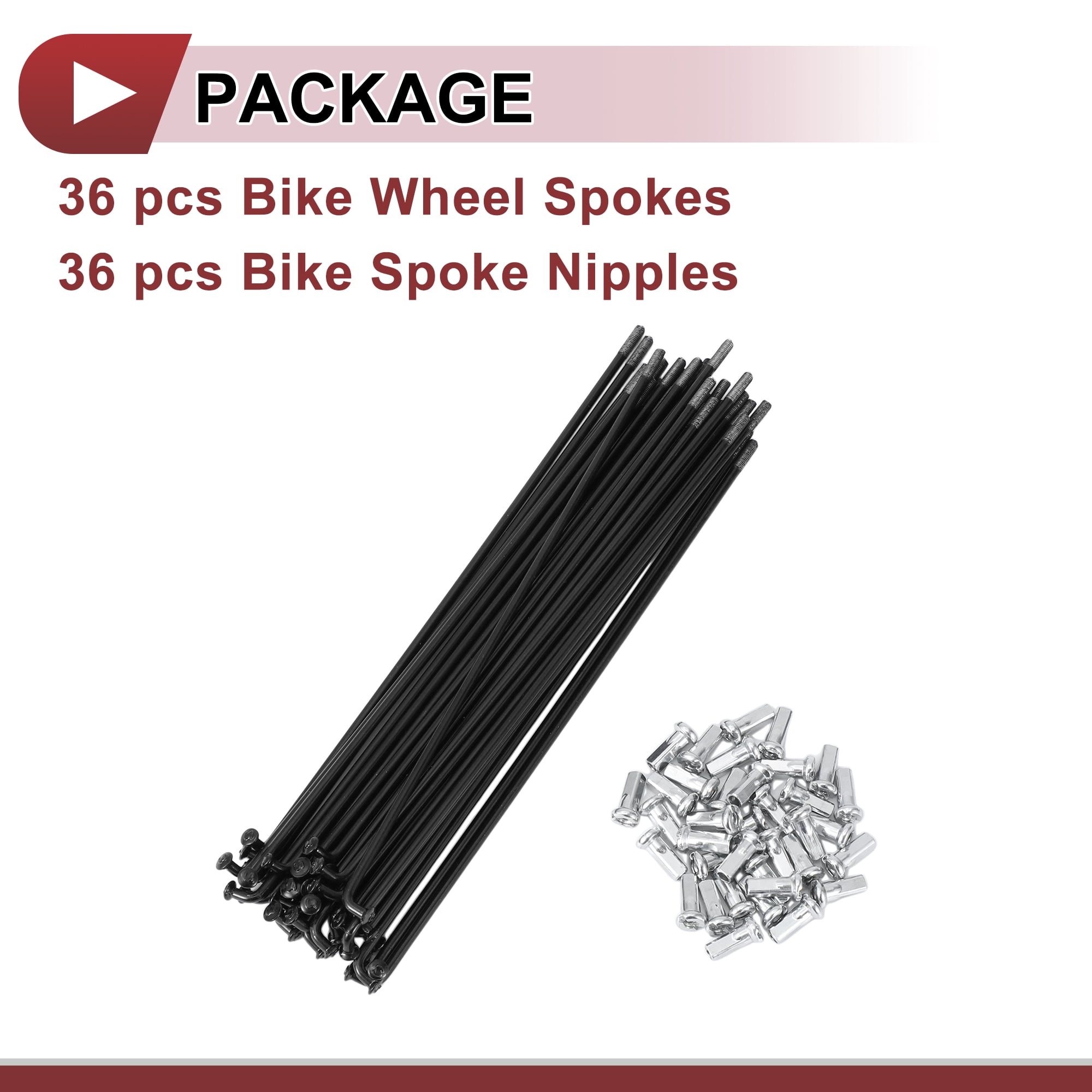 Unique Bargains 36 Set 12G Bicycle Spokes 12G Bike Wheel Spokes 45 Steel Black-167mm