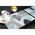 thumbnail image 5 of Placemat Bohemian Teal Leaves Kitchen Dining Table r Accessories 4/6pcs Heat Resistant Linen Tableware Pads Mats, 5 of 6