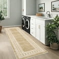 thumbnail image 6 of Garvee 2'x6' Modern Runner Rug Solid Bordered Rugs, Washable Geometric Neutral Accent Carpet with Non-Slip Backing, Low Pile Stain-Resistant Rug for Entryway Laundry Bathroom Bedside, Jute Color, 6 of 8