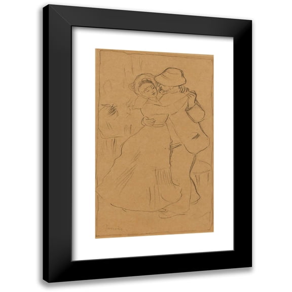 Pierre-Auguste Renoir 10x14 Black Modern Framed Museum Art Print Titled - Dance in Bougival (Study)