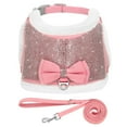 thumbnail image 2 of Pet Artist Bling Diamante Puppy Harness for Small Dogs Suede Fleece Bowtie Chest Vest for Pet Cat, 2 of 15