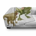 thumbnail image 3 of Dinosaur Soft Flannel Fleece Throw Blanket, T Rex Versus Triceratops Scaring Each Other Wild Reptiles Dinosaur, Cozy Plush for Indoor and Outdoor Use, 50" x 60", Green Pink Pale Brown, by Ambesonne, 3 of 6