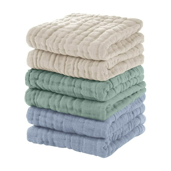 Soft Washcloths for Face Towel 6 Pcs Multicolor Border Europe Style, Soft Face Towels Absorbent Dry Washcloth Set, Cotton Facial Towels for Daily Skincare Routine