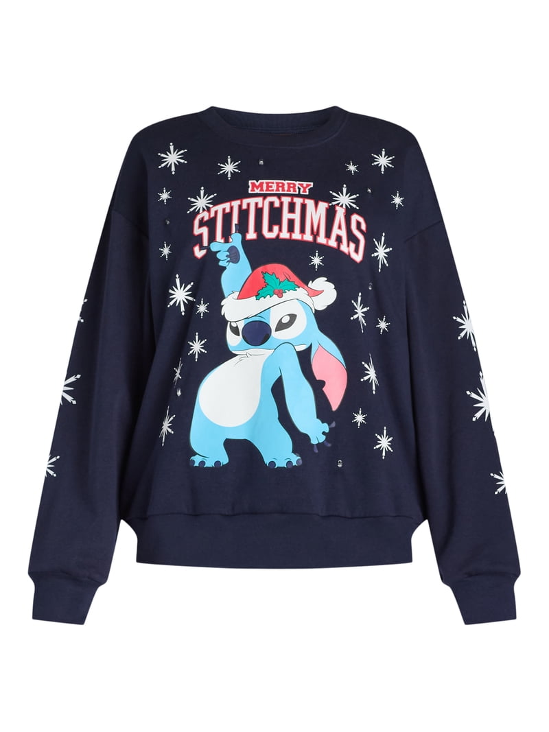 Disney Stitch Women's Holiday Light Up Sweatshirt