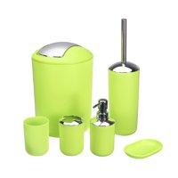 Bathroom Accessories Set 6 Pcs Plastic Gift Set Tumbler Straw Set Bathroom Set Trash Can, Toothbrush Cup Soap Dish 1x Tumbler  Toilet brush with holder