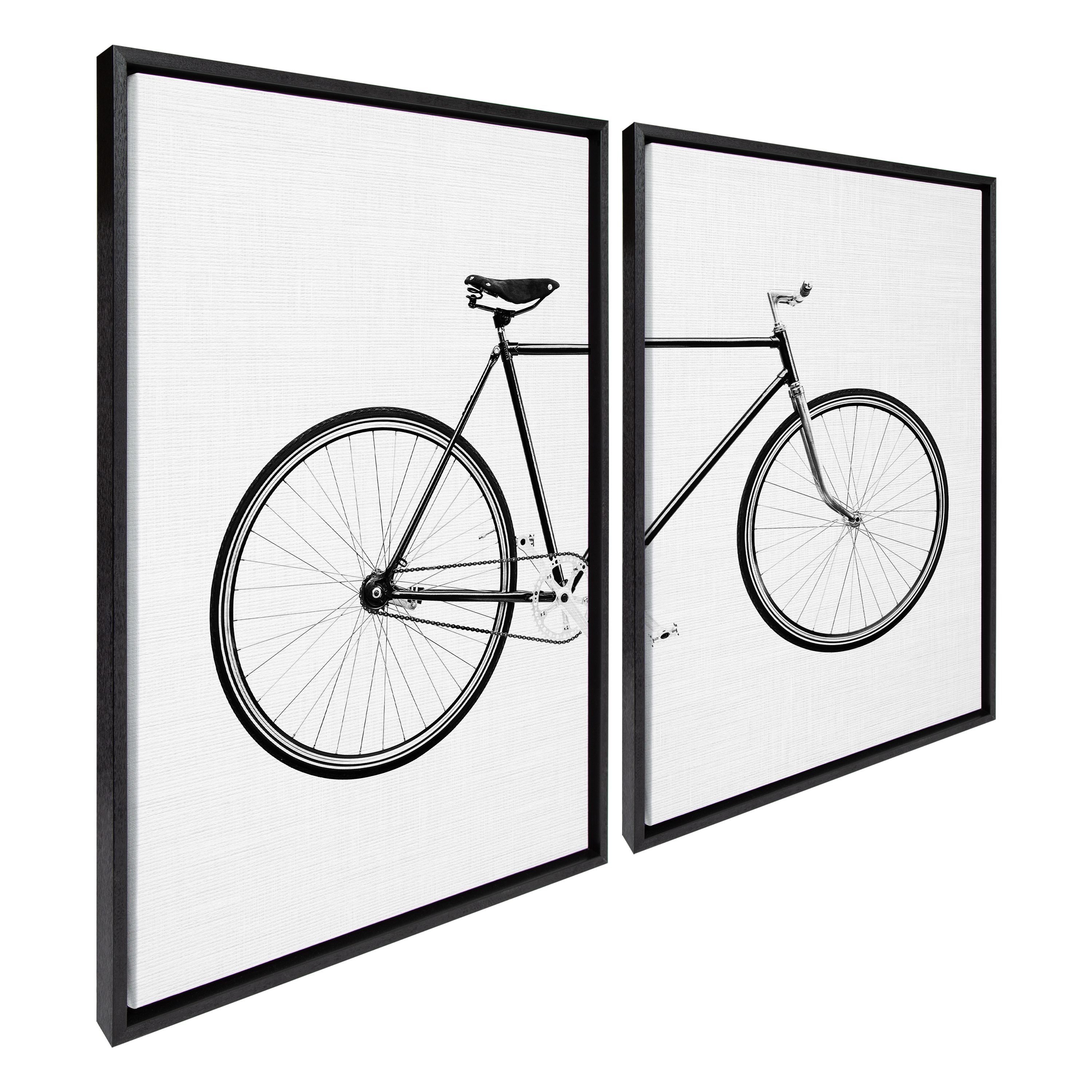 Kate and Laurel Sylvie Bicycle Framed Canvas Wall Art by SImon Te of Tai  Prints, Set of 2, 23x33 Black, Whimsical Wall Decor
