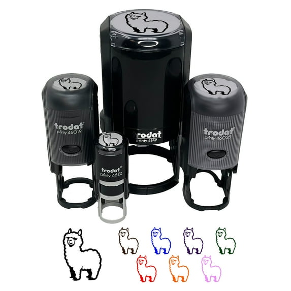 Cute Alpaca is Fluffy and Fuzzy Self-Inking Rubber Stamp Ink Stamper - Black Ink - Small 3/4 Inch