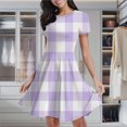 thumbnail image 2 of Lavender Gingham Women's Classic Swing Skater Dress Casual Work Party Cocktail Dresses, 2 of 6