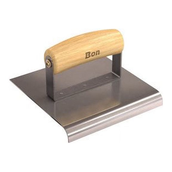 STAINLESS STEEL SIDEWALK EDGER - 6" x 6" - 1/2" RADIUS 5/8" DEPTH - WOOD WAVE HANDLE