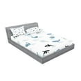 thumbnail image 2 of Ambesonne Whale Emoji Fitted Sheet & Pillow Sham Set, Simple Blue Nautical, Full, Blue Grey White Dark Grey, 2 of 2