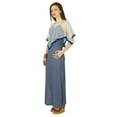 thumbnail image 2 of Bimba Women Long Blue Maxi Dress With Net Poncho Summer Gown With Side Slit, 2 of 4