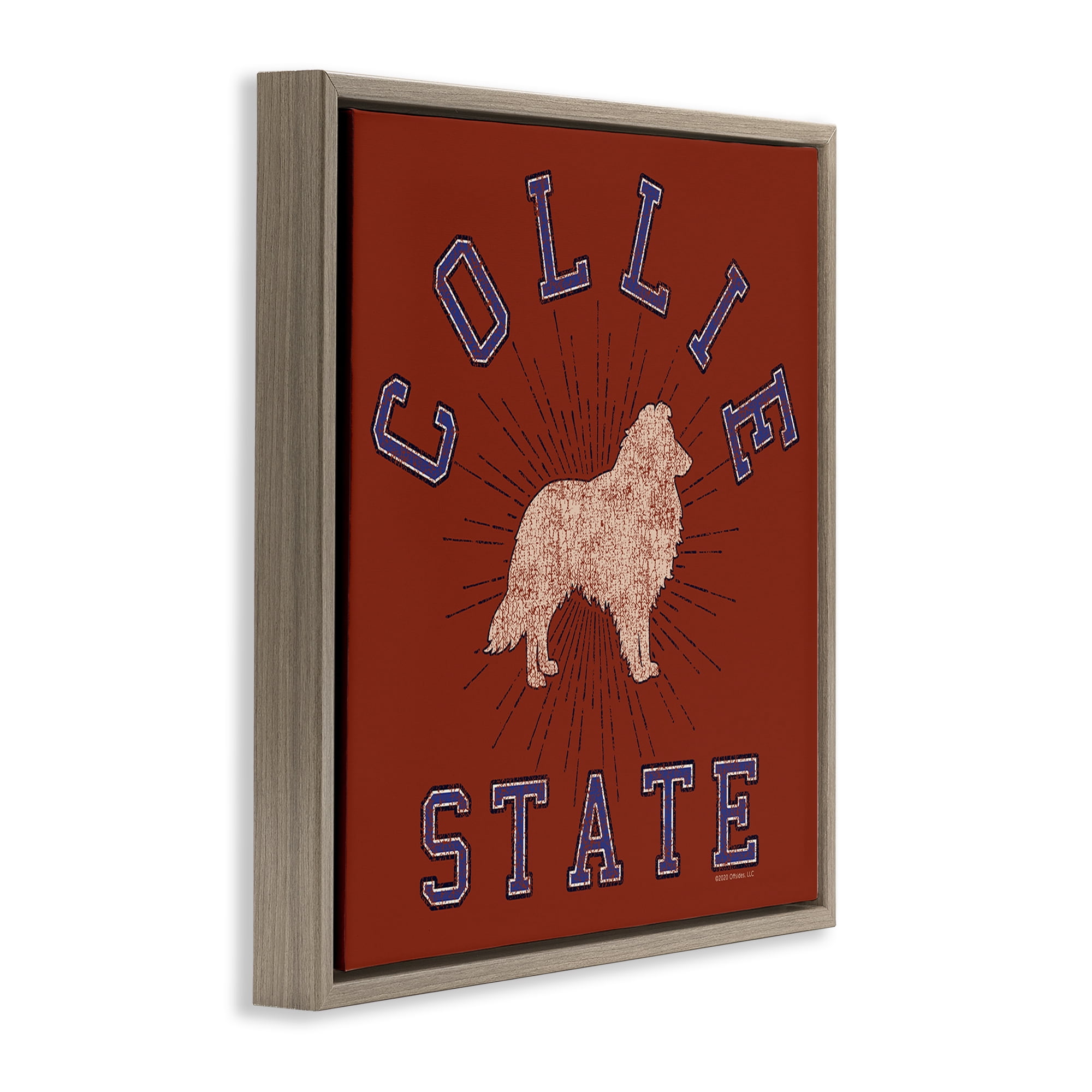 Stupell Industries Vintage Collie State Novelty & Humor Painting Brown Floater Framed Canvas Art Print Wall Art, 25 x 25