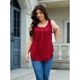 thumbnail image 5 of JYLFC Womens Plus Size Tank Tops Button V Neck Pleated Sleeveless Shirts, Burgundy 3XL, 5 of 7