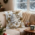 thumbnail image 5 of HCBY White Relief Aesthetic Christmas Throw Pillow Covers 18", Soft Comfy Xmas Santa Claus Trees Pillow Cases, Poinsettia Snowman Reindeer 3D Decor for Couch Sofa Living Room Bed Gift idea, 5 of 6