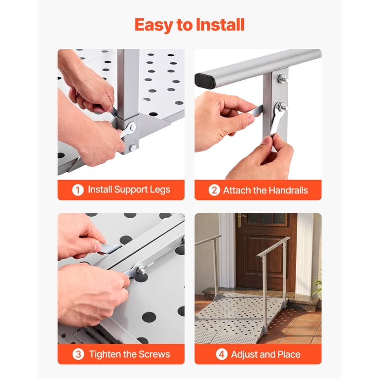 KFFKFF Aluminum Wheelchair Ramp with Dual Handrails photo 5