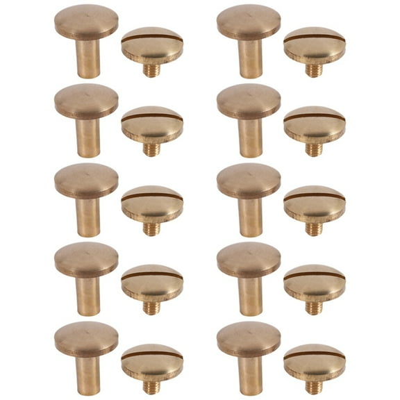 10x Arc Solid Brass Button Stud Screw Nail Screw back Leather Rivet Belt 8mm