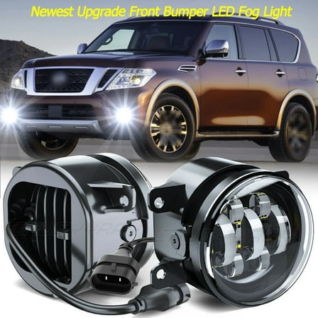 CHUSYYRAY LED Clear Lens Bumper Fog Lights Lamp RH LH Pair for Nissan Armada 2017-2020
