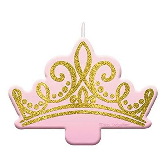 "Disney Princess" Pink and Glitter Gold Birthday Candle, 2.5" x 3.5"