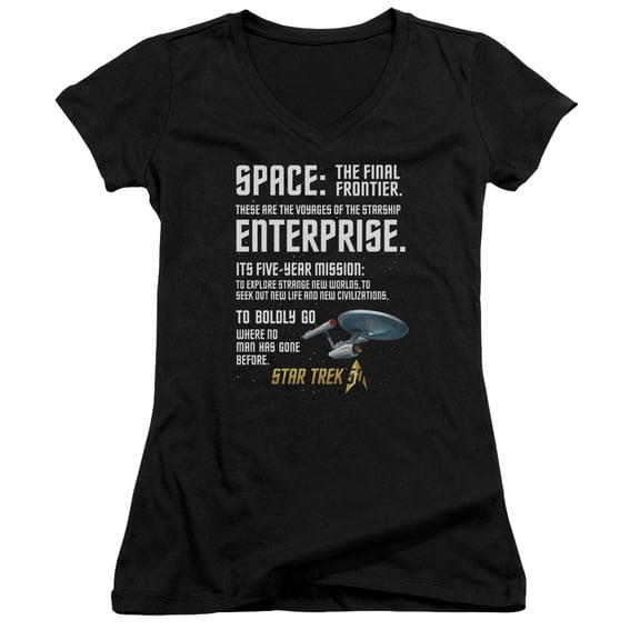 Star Trek Intro Junior Women's V-Neck T-Shirt Black
